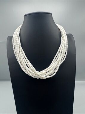 Trifari Multi-Strand White Beaded Necklace